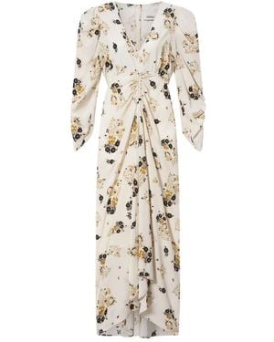 Isabel Marant Floral V Neck Midi Dress - Natural