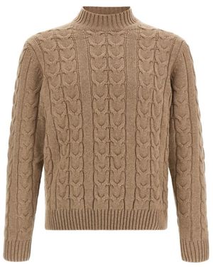 Zanone Mock Collar Sweater - Brown