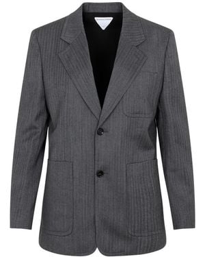 Bottega Veneta Wool Chevron Jacket - Blue