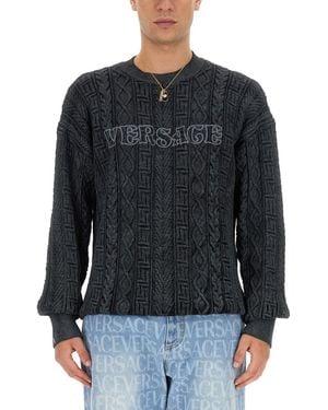 Versace Logo Sweaters - Black