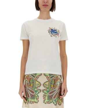 Etro Graphic Crew Neck T-Shirt - White