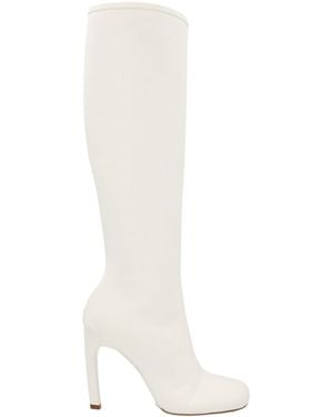 Dries Van Noten High Leg Calf Leather Boots - White
