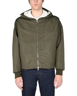 McQueen Khaki Solid Hood Jackets - Green