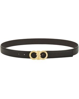 Ferragamo Gancini Buckle Reversible Belt - White