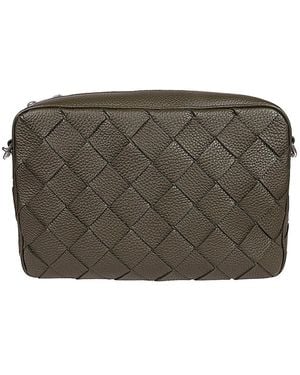 Bottega Veneta Intrecciato Leather Crossbody Shoulder Bag - Gray