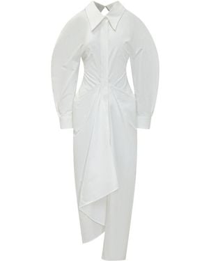 Givenchy Solid Shirt Collar Maxi Dress - White