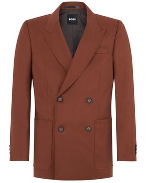 BOSS Double Breasted Blazer - Brown