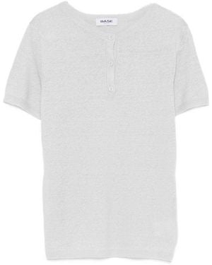 Base London Solid Henley T-Shirt - White