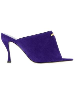 Balenciaga Suede Midnight City Heels - Purple