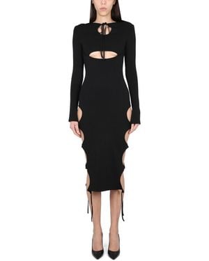 ANDREADAMO Round Neck Midi Dress - Black