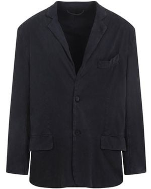 Balenciaga Single-Breasted Wool Blazer in Blue for Men | Lyst