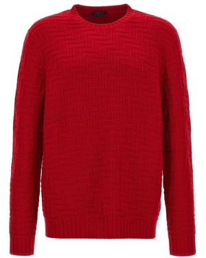 Prada Prada Geometric-Knit Virgin Wool And Cashmere Jumper - Red