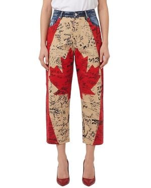 DSquared² Straight High Rise Jeans - Red
