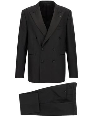 Tagliatore Solid Double-Breasted Suit - Black
