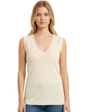 DURAZZI MILANO Solid V-Neck Top - Natural