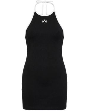 Marine Serre Logo Halter Neck Mini Dress - Black