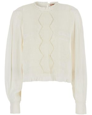 Twinset Embroidered Crew Neck Top - White