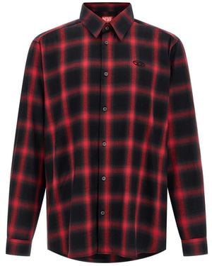 DIESEL Logo Checked Shirt - Red