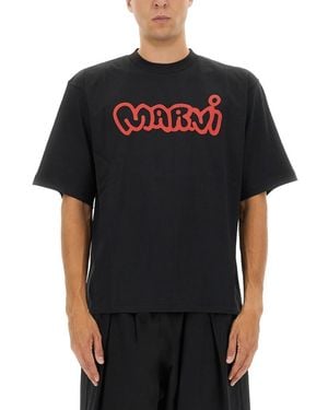 Marni Logo Crew Neck T-Shirt - Black