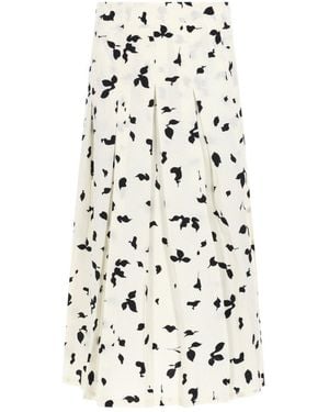 Alysi Printed Midi Skirt - White
