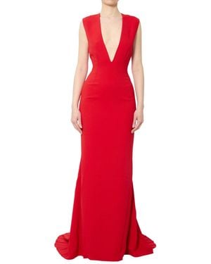 Solace London V Neck Maxi Dress - Red