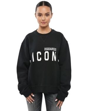 DSquared² Graphic Crew Neck Sweatshirt - Black