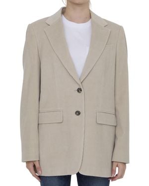 Max Mara Textured Notched Lapel Blazer - Gray