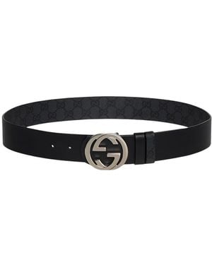 Gucci Logo Reversible Belt - Black