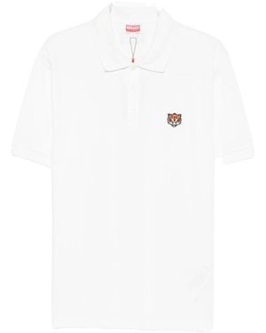 KENZO Cotton T-Shirt With Embroidered Tiger Logo - White