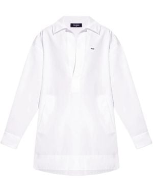DSquared² Shirt Collar Mini Dress - White