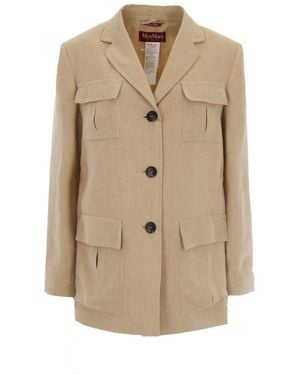 Max Mara Notched Lapel Blazer - Natural