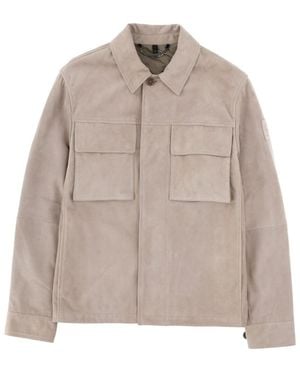 Belstaff Solid Shirt Collar Jacket - Natural