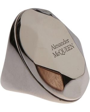 McQueen Faceted Stone Brass Ring - Gray
