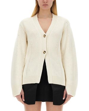 Helmut Lang Tailored Cardigan With Deep V-Neckline - White