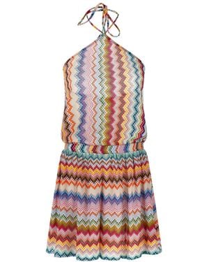 Missoni Multicolor Halter Neck Short Jumpsuit - Red