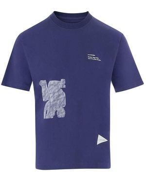 and wander Crew Neck T-Shirt - Blue