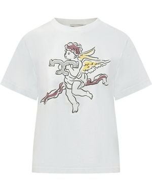 Tory Burch Printed Cotton T-Shirt - White
