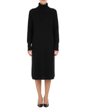 Max Mara Textured Turtle Neck Midi Dress - Black