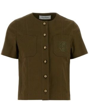 Max Mara Logo Round Neck Jacket - Green