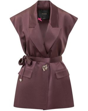 Pinko Wine Solid Peak Lapel Blazer - Purple