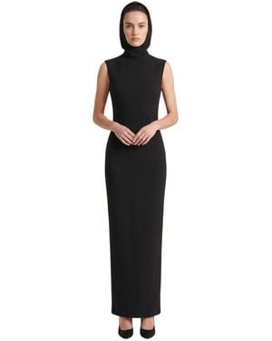 Monot Solid Hood Maxi Dress - Black