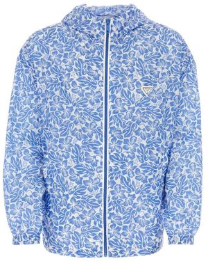 Prada Printed Re-Nylon Windbreaker - Blue