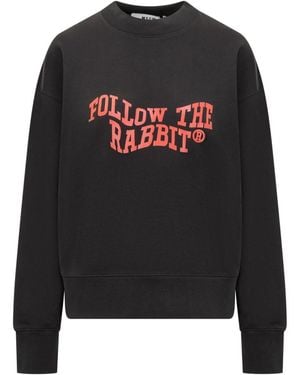 MSGM Graphic Crew Neck Sweatshirt - Black