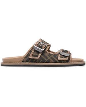 Fendi Logo Sandals - Brown