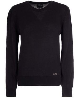 A.P.C. Solid Crew Neck Sweater - Black