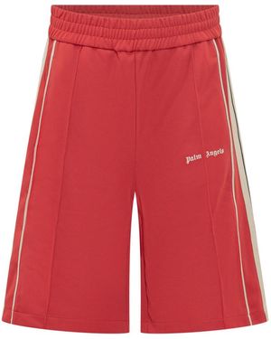 Palm Angels Stripes Logo Shorts - Red