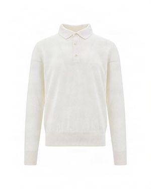 BOSS Knitted Polo Sweater - White