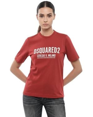 DSquared² Graphic Crew Neck T-Shirt - Red