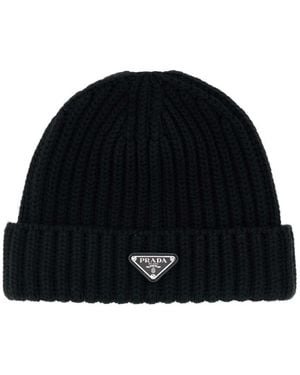 Prada Milano Logo Beanies Hat - Black