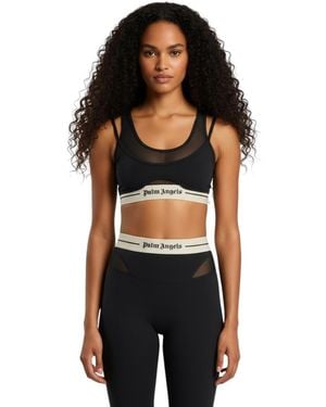 Palm Angels Logo Scoop Neck Top - Black